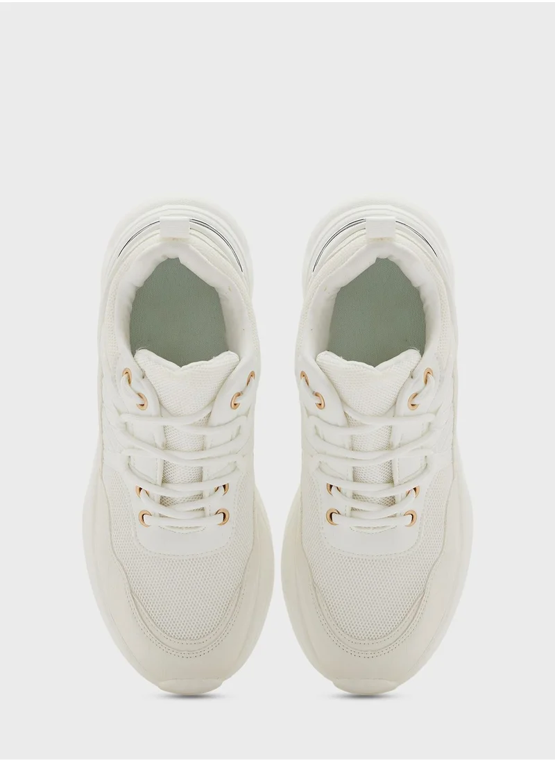 جينجر Croc And Texture Wedge Sneaker