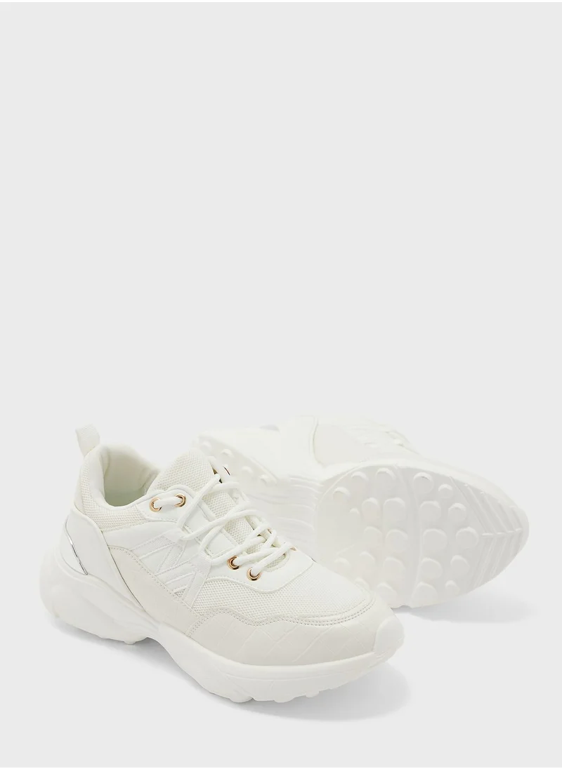 جينجر Croc And Texture Wedge Sneaker