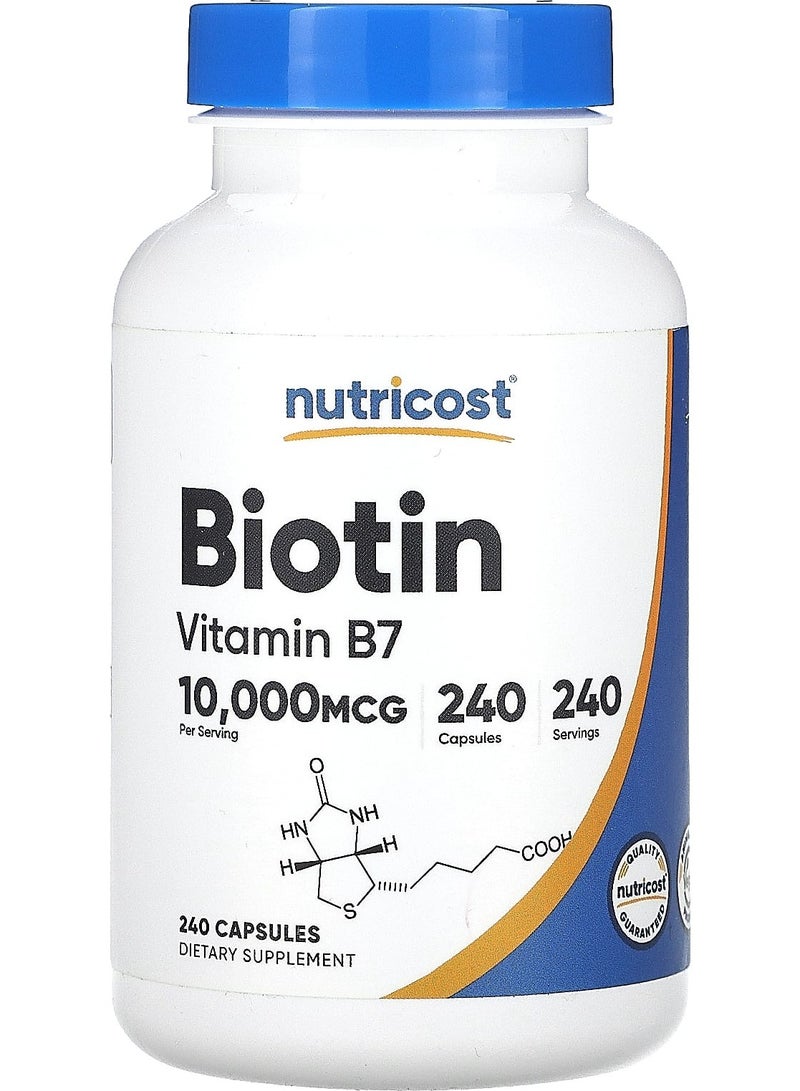 Nutricost Biotin, 10,000 mcg, 240 Capsules