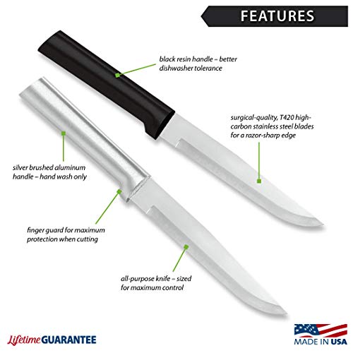RADA Cutlery Stubby Butcher Knife (R106), 5.38" Stainless Steel Hollow Ground Blade, Made in USA, Silver Handle - Image 2