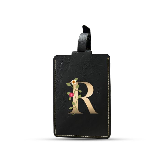 The Messy Corner Blossom |Personalized Luggage Tag| – Travel ID Tag with |Alphabet Initial| | Bag & Backpack Identifier for Men & Women | Unisex Travel Gift | R - Image 1