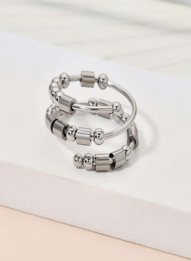 GOGOEY Morse Code Rings for Women, Stainless Steel Spinner Ring Fidget Rings for Anxiety Ring Morse Code Rings Inspirational Gifts Jewelry Women Birthday Graduation Gifts for Her Best Friends, - Image 2