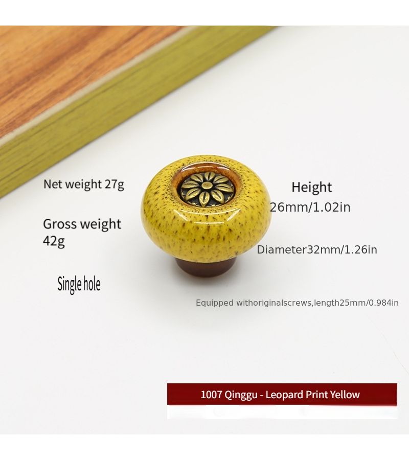 Leopard Orange Glazed Vintage Single Hole Pull Handle 10pcs Wardrobe Cabinet Drawer Knob - Image 4