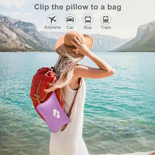 Jungle Star Travel Blanket and Pillow Compact Premium Soft 2 in 1 Airplane Blanket with Soft Bag PillowcaseHand Luggage Sleeve and Backpack Clip Solid Purple - Image 3