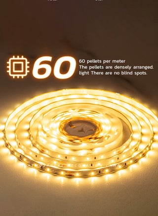 3M LED Strip Light Warm White 3000K USB Powered with Switch, 60 LEDs/M Flexible Tape Light with 1M Cable, Low Voltage Safe Lighting for TV, PC, Bedroom, Gaming & Room Decor - view 2