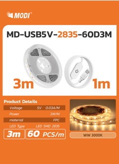 3-Meter + 1 Meter Connection Line (3000K - Warm White) LED Strip Light, USB Connector with Switch Control, For Gaming Setup/ Entertainment/ PC/ Television/ Room Decor - pzsku/ZCB526D65DE4FE983BC95Z/45/_/1734161631/af9d801f-cdc6-4fc6-a763-44c609e08af6