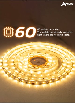 شريط إضاءة LED بطول 3 أمتار، أبيض دافئ 3000 كلفن، يعمل بمنفذ USB مع مفتاح تشغيل، 60 مصباح LED/متر، شريط إضاءة مرن مع كابل بطول 1 متر، إضاءة آمنة بجهد منخفض للتلفزيون، الكمبيوتر، غرفة النوم، الألعاب، وديكور الغرفة - view 3