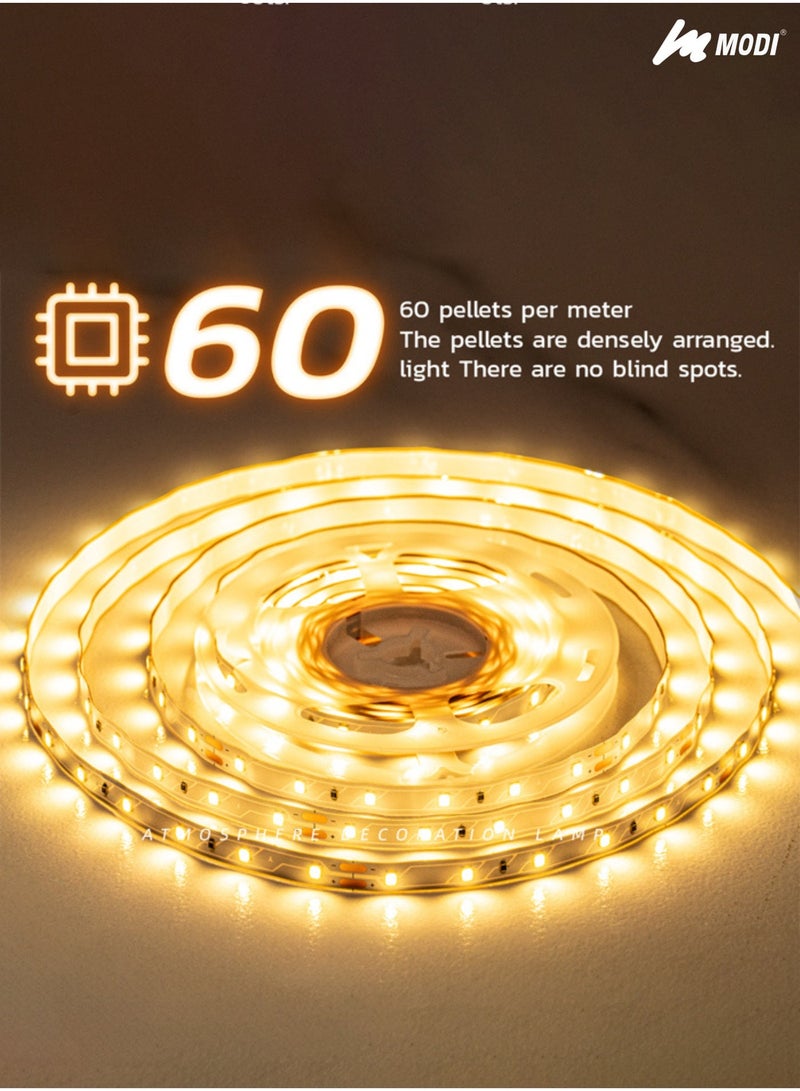مودي شريط إضاءة LED بطول 3 أمتار، أبيض دافئ 3000 كلفن، يعمل بمنفذ USB مع مفتاح تشغيل، 60 مصباح LED/متر، شريط إضاءة مرن مع كابل بطول 1 متر، إضاءة آمنة بجهد منخفض للتلفزيون، الكمبيوتر، غرفة النوم، الألعاب، وديكور الغرفة - Image 3