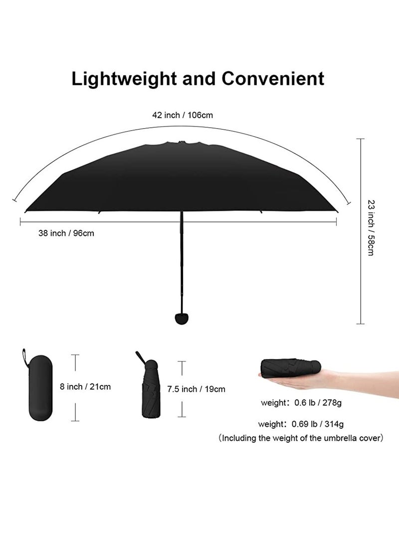 SOLARAE Compact Mini Windproof Travel Umbrella for Sun & Rain, Portable Design for Men & Women, Stylish Black Color - Image 4