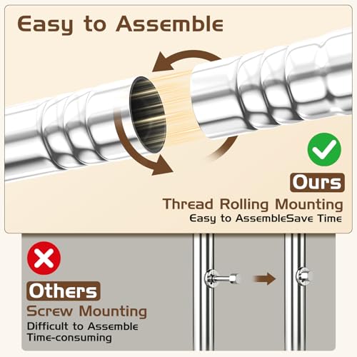 ANTIWAR Clothes Rack for Hanging Clothes, Sturdy Stainless Steel Clothing Rack, Portable Garment Rack with Extendable Hanging Rod, Adjustable Rolling Coat Rack with Anti-Slip Wheels for Home Conmercial Store - Image 5