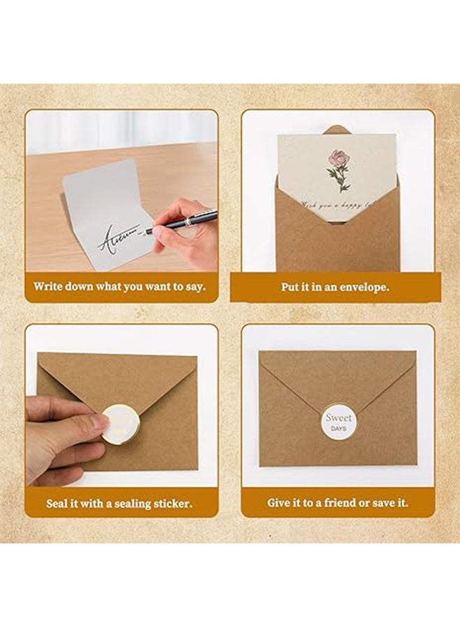 6 Floral Blank Cards, Exquisite Greeting Cards, Cute Colorful Blank Blank Notes Cards with Envelopes and Sealed Stickers, Suitable for All Occasions of Birthday Thanksgiving and Blessings - Image 5