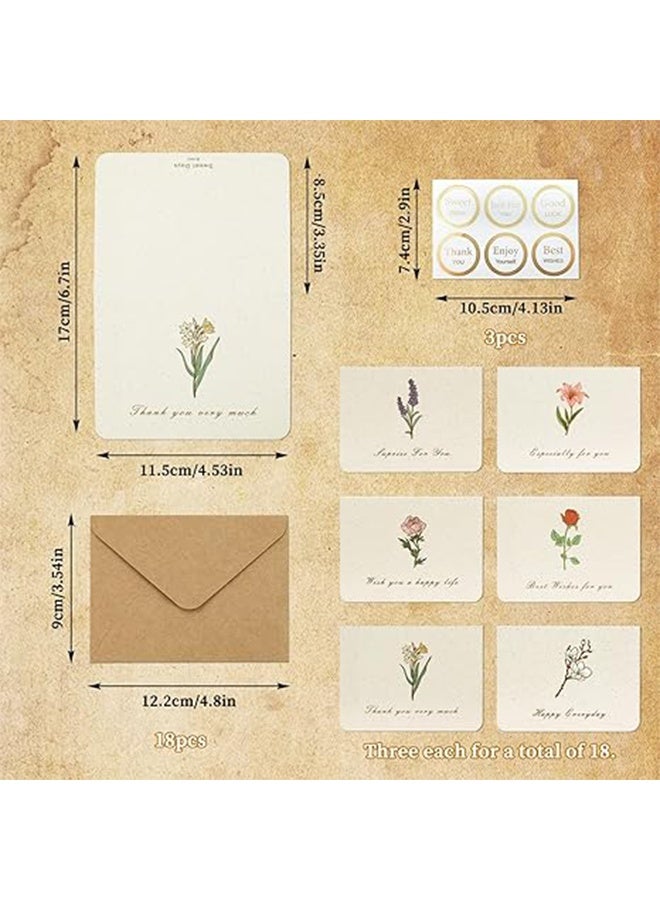 6 Floral Blank Cards, Exquisite Greeting Cards, Cute Colorful Blank Blank Notes Cards with Envelopes and Sealed Stickers, Suitable for All Occasions of Birthday Thanksgiving and Blessings - Image 2
