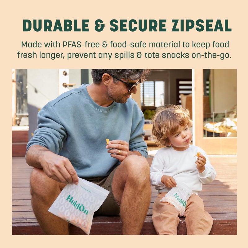 HoldOn Zipseal Sandwich Bags â€“ Compostable, PFOA-Free, BPA-Free, Food-Safe Zip Seal Food Storage Bags With Secure Seal for Home & Travel, Freezer-safe (2-Pack, 200 bags total) - Image 4