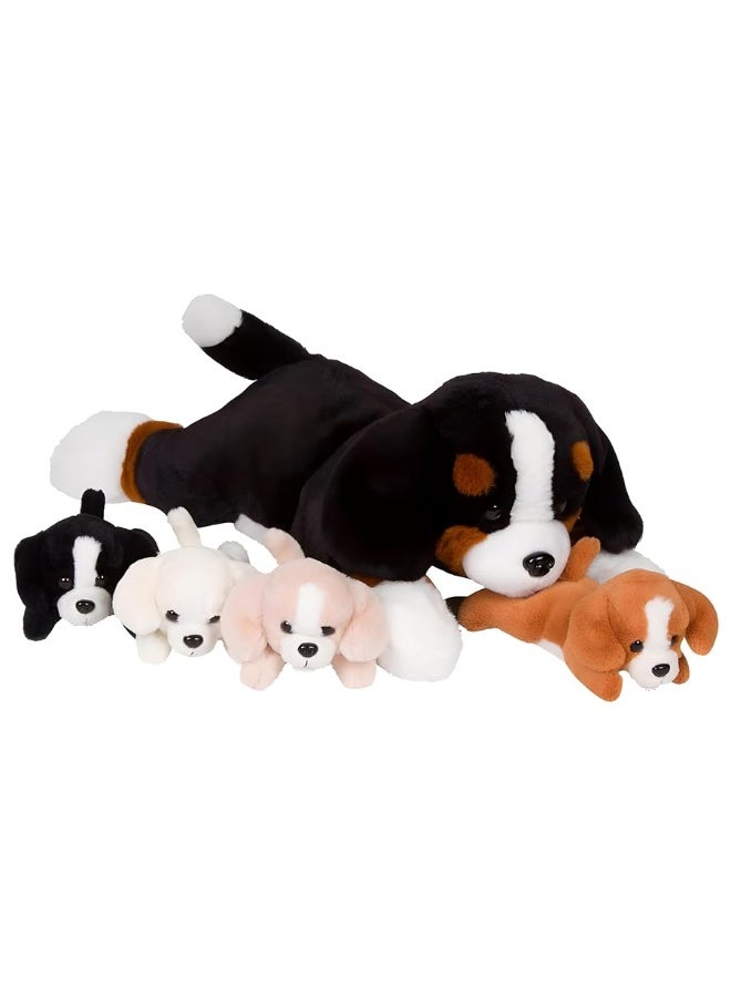 PixieCrush Dog Stuffed Animals for Girls Ages 3-8 - Mommy Bernese Stuffed Dog with 4 Puppies - Magical Dog Pillow Plushie - Enchanting Puppy Surprise Toys - Image 3