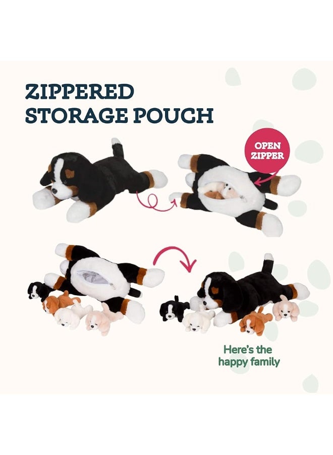 PixieCrush Dog Stuffed Animals for Girls Ages 3-8 - Mommy Bernese Stuffed Dog with 4 Puppies - Magical Dog Pillow Plushie - Enchanting Puppy Surprise Toys - Image 5