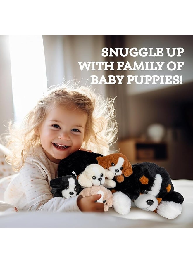 PixieCrush Dog Stuffed Animals for Girls Ages 3-8 - Mommy Bernese Stuffed Dog with 4 Puppies - Magical Dog Pillow Plushie - Enchanting Puppy Surprise Toys - Image 2