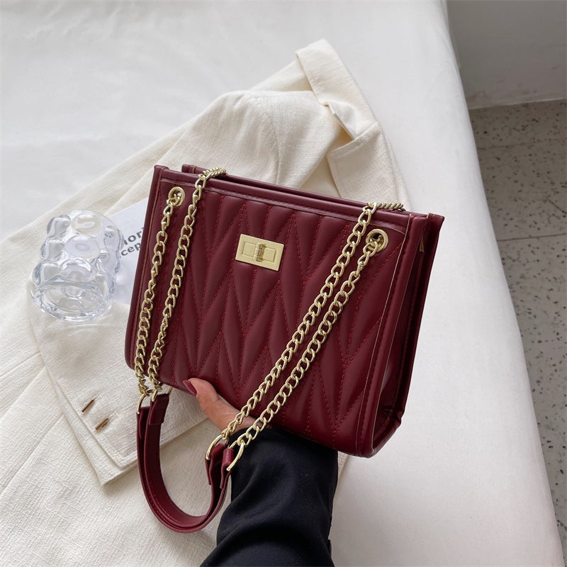 Rhombic Texted Small Bag Women'S 2024 Fashionable Chain Shoulder Crossbody Bag Distinctive Fashionable Small Square Bag - Image 2