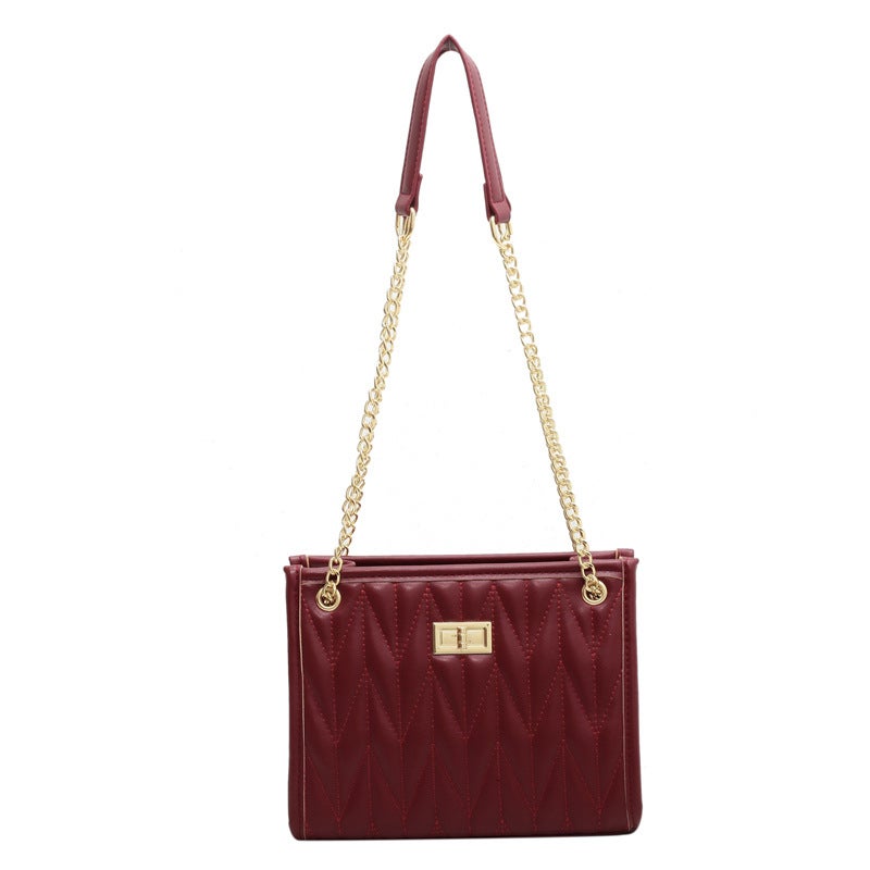 Rhombic Texted Small Bag Women'S 2024 Fashionable Chain Shoulder Crossbody Bag Distinctive Fashionable Small Square Bag - Image 1