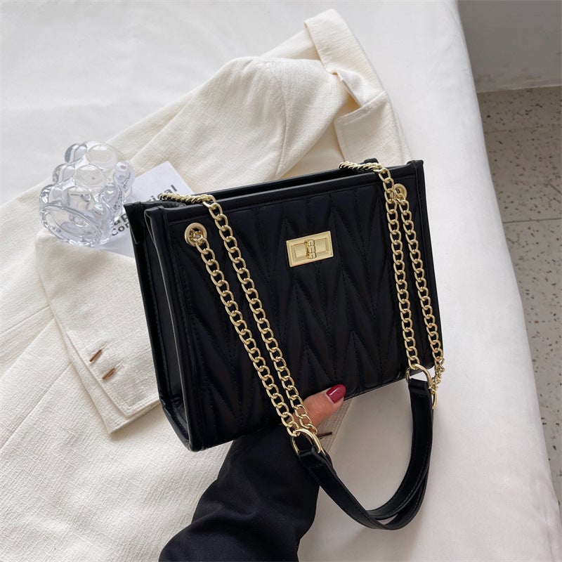 Rhombic Texted Small Bag Women'S 2024 Fashionable Chain Shoulder Crossbody Bag Distinctive Fashionable Small Square Bag - Image 3