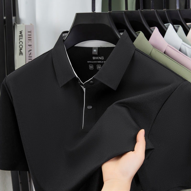 Men's Quick-Dry Short Sleeve Polo Shirt with Turn-Down Collar Business Casual Lightweight Sports T-Shirt - Image 2