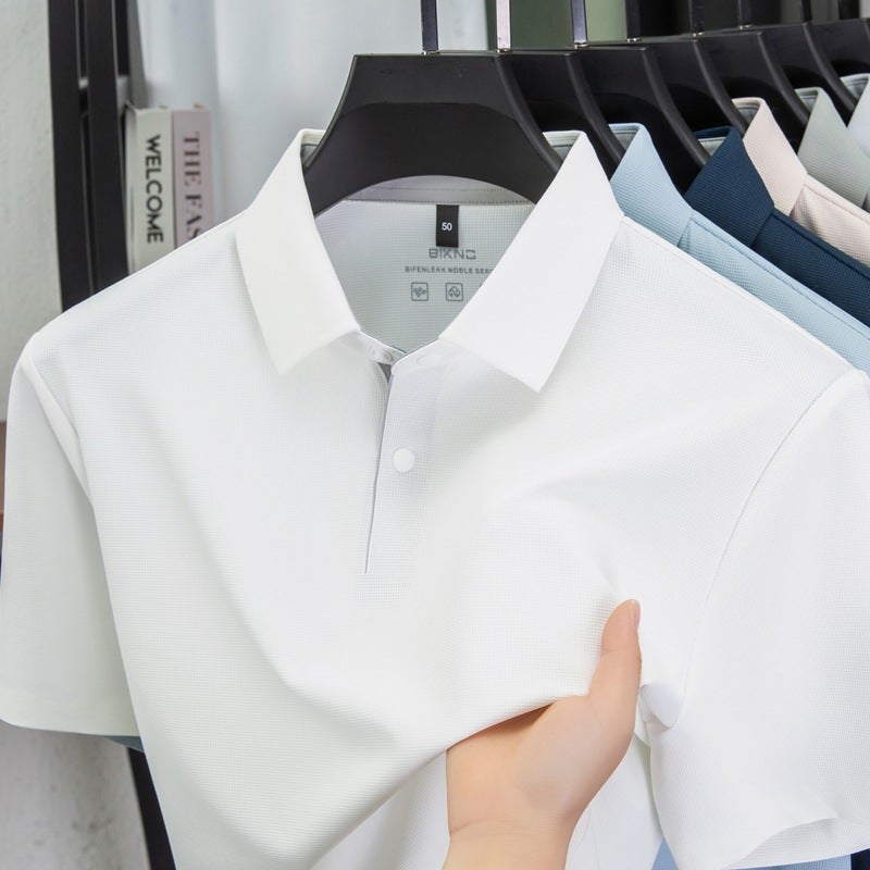 Men's Quick-Dry Short Sleeve Polo Shirt with Turn-Down Collar Business Casual Lightweight Sports T-Shirt - Image 3