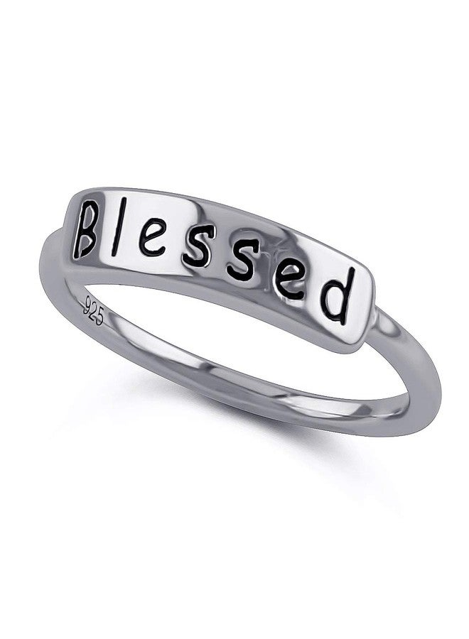 SILVERCLOSEOUT Sterling Silver Wide Stackable Blessed Ring - Size 7 - Image 1