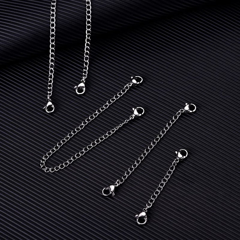 KLSZ 5Pcs Silver Stainless Steel Necklace Extender Chain Links Silver Lobster Necklace Extenders for Necklaces Bracelet Anklet Stainless Steel Chain Extenders for Jewelry Making (2in 3in 4in 5in 6in) - Image 2