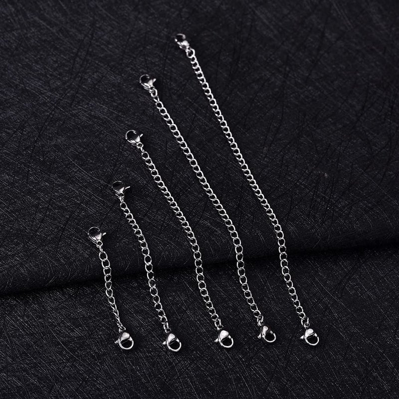 KLSZ 5Pcs Silver Stainless Steel Necklace Extender Chain Links Silver Lobster Necklace Extenders for Necklaces Bracelet Anklet Stainless Steel Chain Extenders for Jewelry Making (2in 3in 4in 5in 6in) - Image 5