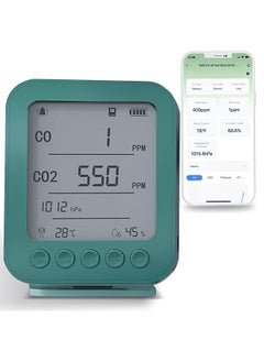 6 in 1 Air Quality Monitor 5-inch LCD Display BT Tuya APP Control CO2 Detector with 128MB Secure Digital Memory Card Backlight