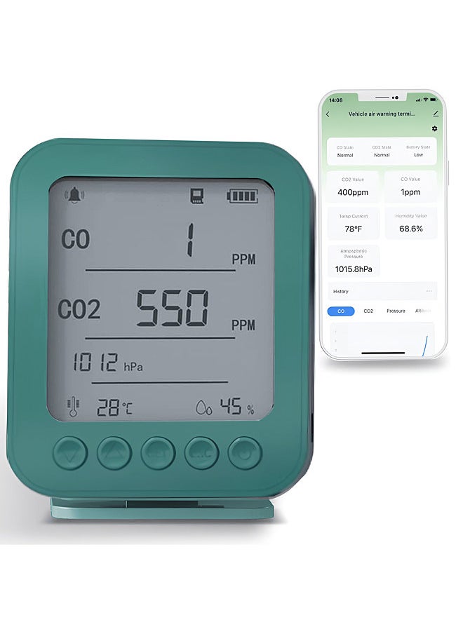 Generic - 6 in 1 Air Quality Monitor 5-inch LCD Display BT Tuya APP Control CO2 Detector with 128MB Secure Digital Memory Card Backlight - Image 1