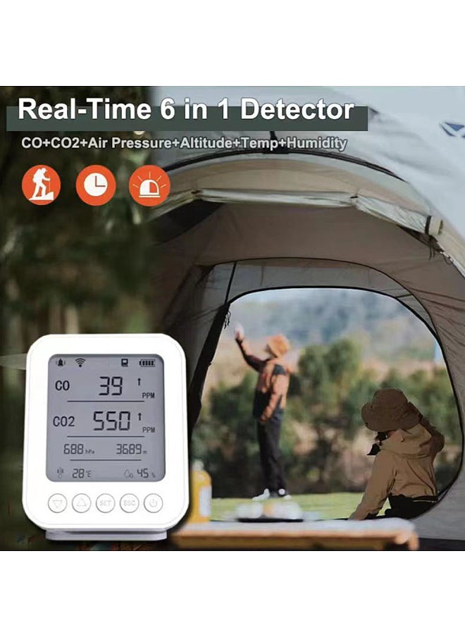 Generic - 6 in 1 Air Quality Monitor 5-inch LCD Display BT Tuya APP Control CO2 Detector with 128MB Secure Digital Memory Card Backlight - Image 1