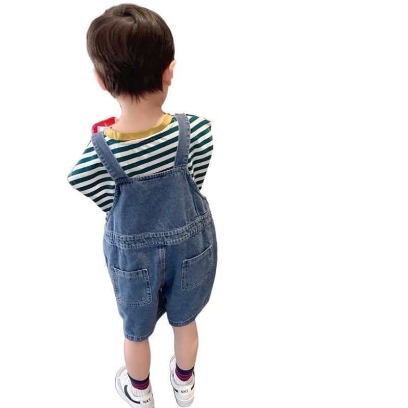 Boy'S Thin Soft Denim Strap Shorts Children'S Men'S 2023 Baby'S Trendy Pants - Image 5