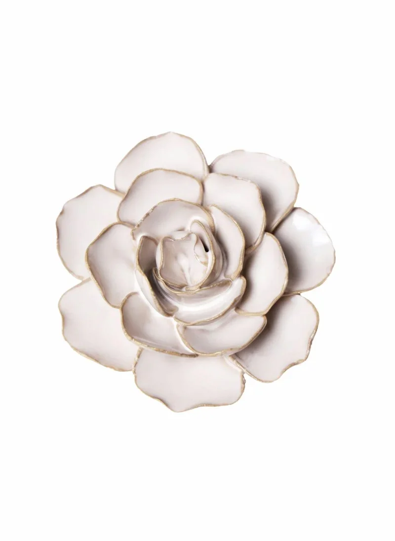 The Saffron Souk Coastal Ceramic Ranunculus Flower With Keyhole For Wall Hanging