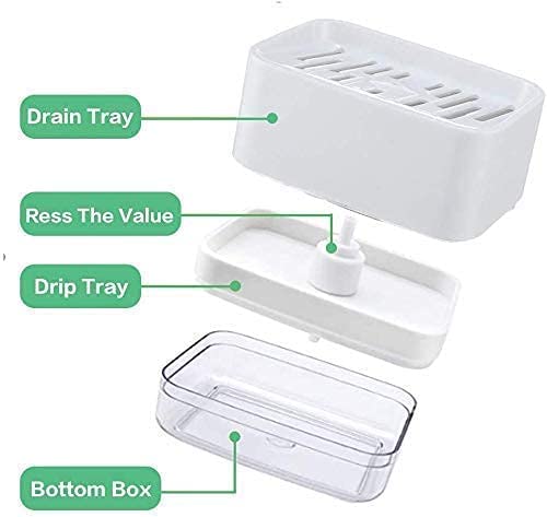 Styxon موزع صابون المطبخ ستاكسون مع حامل الإسفنجة، 2022 الأحدث 2 في 1 موزع صابون على المنضدة، لموزع صابون غسل الصحون في حوض المطبخ - Image 3