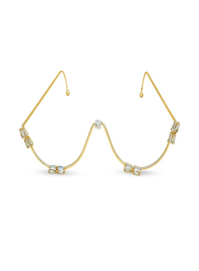 Satra Traders Gold Plated Minimal faceletss face Jewellery for Women | Modern Bridal Face Frame Goggle | Trending Jewellery | Qty : 1pc | FC07 - Image 1