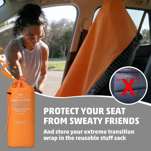 Orange Mud Transition Wrap Extreme – Orange Waterproof Car Seat Cover & Changing Towel – Secure Wrap for Athletes, Runners, Cyclists, Triathletes – Sweat-Proof, Quick-Dry, No-Slip Fit - Image 5