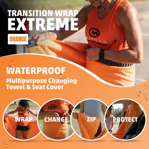 Orange Mud Transition Wrap Extreme – Orange Waterproof Car Seat Cover & Changing Towel – Secure Wrap for Athletes, Runners, Cyclists, Triathletes – Sweat-Proof, Quick-Dry, No-Slip Fit - Image 2