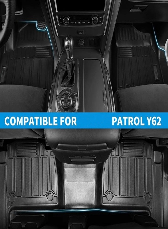 Generic Nissan Patrol y62 2011-2024 Tpe Floor Mats. All Wheather Car Floor Mats. Heavy Duty. Set of 4 Pieces, Black.  - Image 3