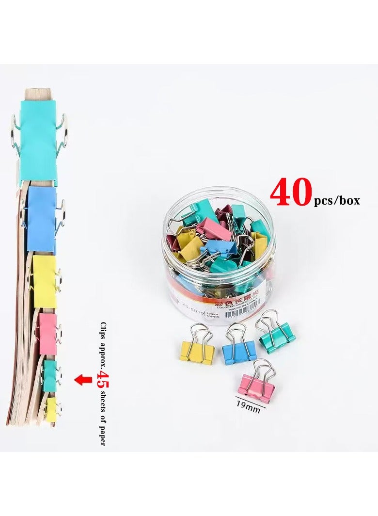 Sunspire 40-Piece Binder Clips 19mm，Fold Clamp Design（coloured） - Image 2