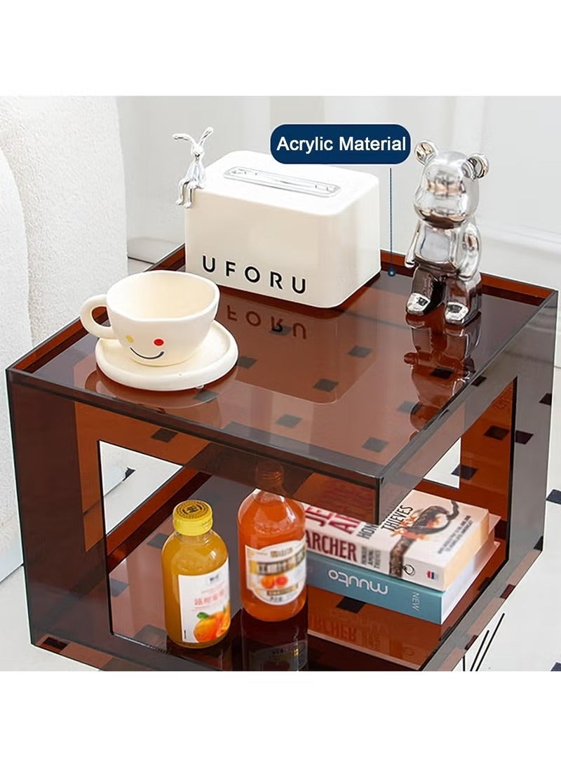 Generic Acrylic Side Table, Acrylic Nightstand with Storage Slots, Acrylic End Table for Living Room, for Living Room Bedroom Balcony Patio  - Image 3