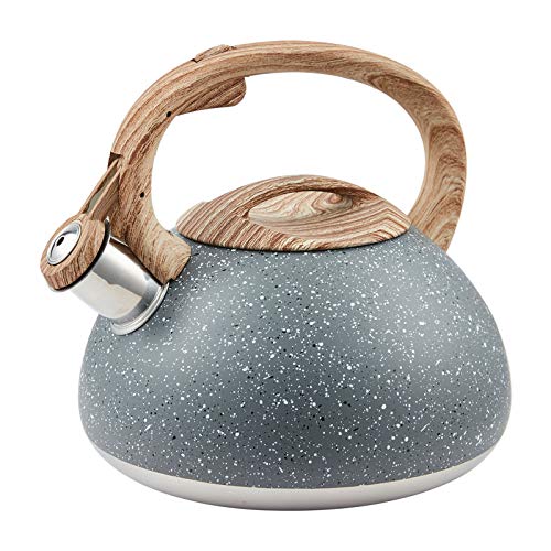 LUXGRACE s-p Whistling Tea Kettle Stainless Steel Teapot,Teakettle for Stovetop Induction Stove Top,Fast Boiling Heat Water Tea Pot 2.2 Quart(Gray) - Image 1
