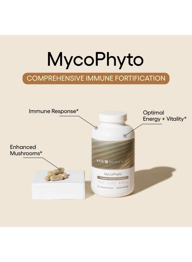إيكو ناجينكس EcoNugenics MycoPhyto Complex: مكمل فطر لدعم المناعة المكثف - 60 كبسولة - يحتوي على ذيل الديك الرومي والريشي والكورديسيبس والمايتاكي والمزيد - الطاقة وصحة الأمعاء ودعم الدماغ من خلال نظام نوتروبيك - Image 2