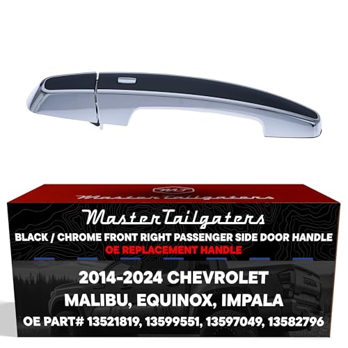 Master Tailgaters Exterior Door Handle BlackChrome Replacement for Chevrolet Malibu 1624 Equinox 1424 Impala 1424 OE Part 13521819 13599551 13597049 13582796 Front Right Passenger Side wo Keyhole - Image 1