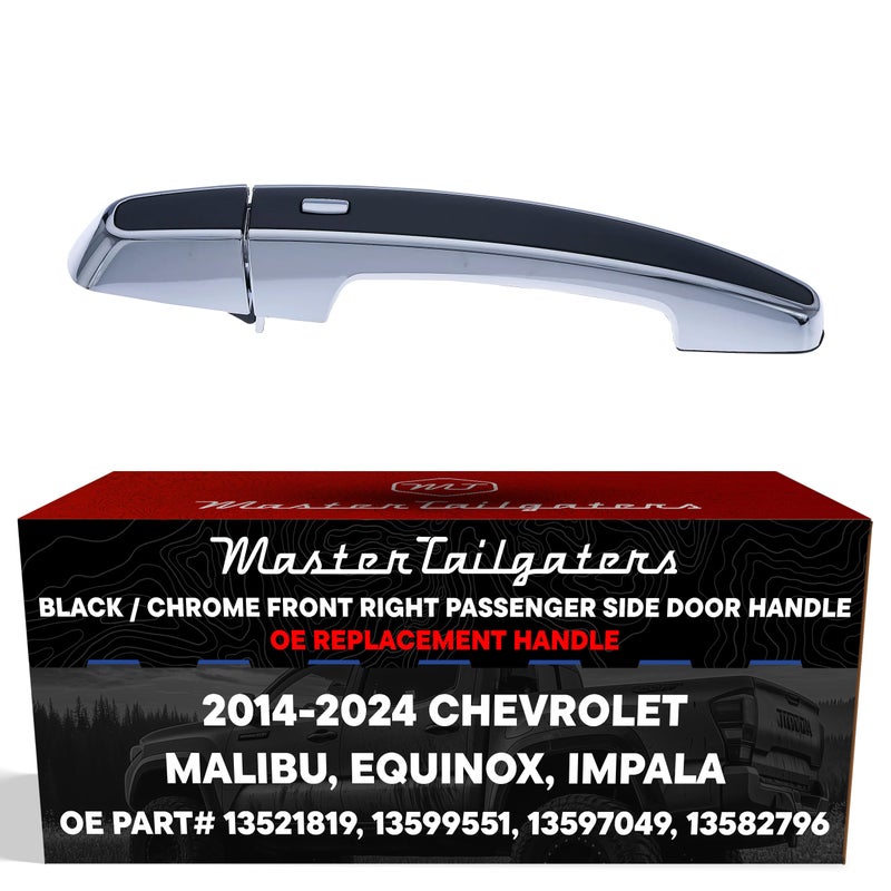Master Tailgaters Exterior Door Handle BlackChrome Replacement for Chevrolet Malibu 1624 Equinox 1424 Impala 1424 OE Part 13521819 13599551 13597049 13582796 Front Right Passenger Side wo Keyhole - Image 2
