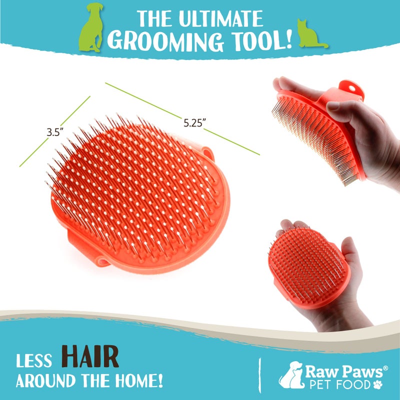 Raw Paws Grooming Brush, 1 ct - Hand-Held Rubber Tipped Pin Brush for Dogs & Cats - Deshedding Dogs with Short Hair & Long Hair - Dog Grooming - Image 3
