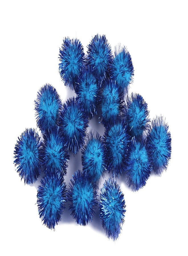 YYCRAFT 100pcs Glitter Tinsel Pom Poms Sparkle Balls for DIY Craft/Party Decoration/Cat Toys(25mm,Blue) - Image 2
