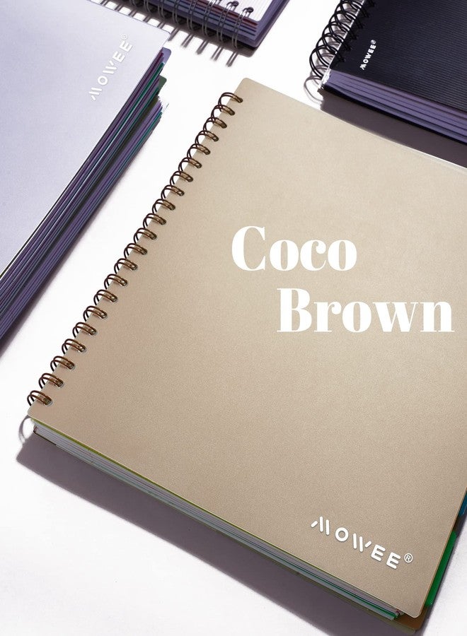 MOWEE 5 Subject Notebook - Spiral Notebook, College Ruled Notebook With Dividers Pocket, Tabs, 11" Ruler, 200 Pages, for Writing Journal, Home & Office, School Supplies, 8.5''x11'' CoCo Brown - Image 2