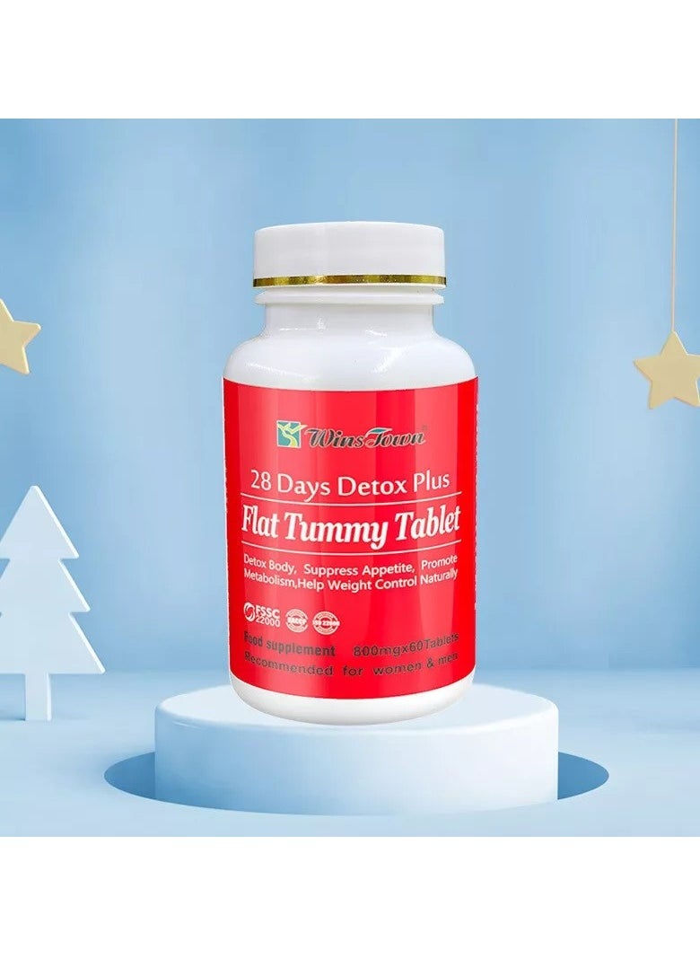 Wins Town - Flat Tummy Tablets, 28 Days Detox Plus Flat Tummy Capsule, Safe And Natural Weight Loss Tablet, Organic Appetite Suppressant Dietary Supplement To Burn Body Fat - Image 1