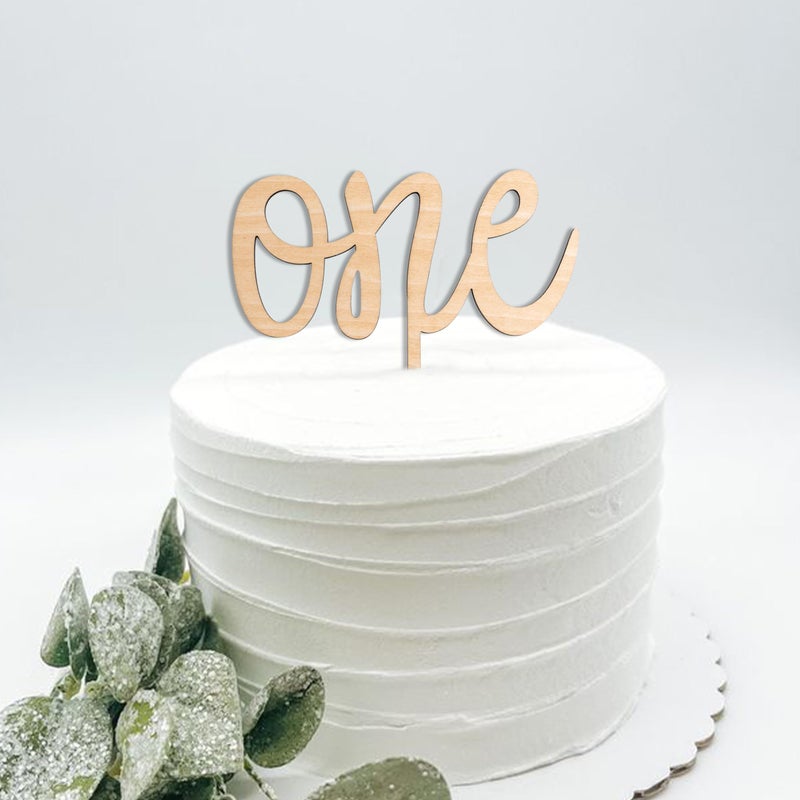MUWEOL One Wooden Cake Topper - First Birthday Party Decoration - Image 1