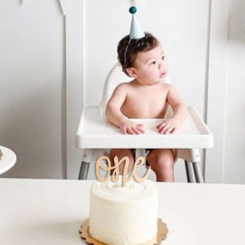 MUWEOL One Wooden Cake Topper - First Birthday Party Decoration - Image 3